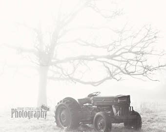 DIGITAL DOWNLOAD - Old Tractor w/ Fog (Black & White)