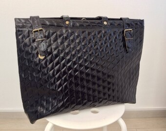 Vintage black patent leather handbag tote bag woman handbag gift for her