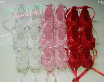 Baby Shoes, Crochet Baby Shoes, Ballet Shoes, Christening shoes, Baby Shoes, Baby Slipper,