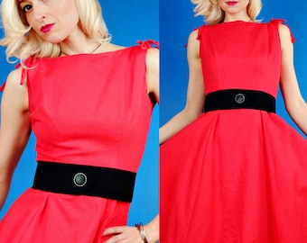 Cherry Bomb Vintage 50s 60s Red Cotton Party Summer Nights Dress S