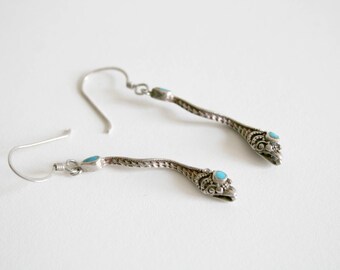 Sterling Turquoise Snake Earrings