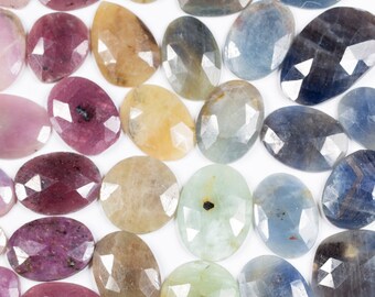 Rainbow Sapphire Slice Multi Color Rose Cut Cabachon Slice Loose Gemstones - Random 5 Carat Scoop - raw sapphire