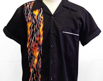 black and red bowling shirts