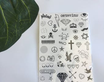 Single sheet BLACK/WHITE Temporary Tattoo