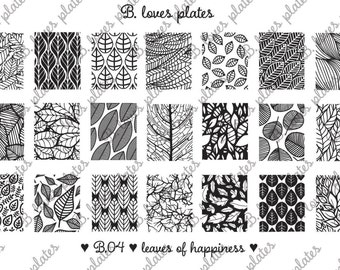B.04 - leaves of happiness - nail stamping plates (B. Loves Plates )