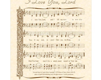 I Love You Lord - Custom Christian Home Decor - VintageVerses - Sheet Music - Hymn Wall Art - Inspirational Wall Art - Modern Praise Music