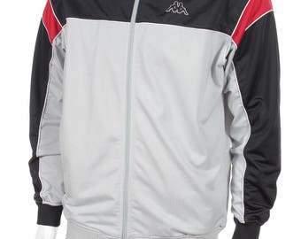 Vintage Kappa Windbreaker Tracksuit Top Jacket Black/red/gray Size XL