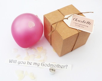 Personalised balloon proposal box pink balloon will you be my bridesmaid, godmother etc
