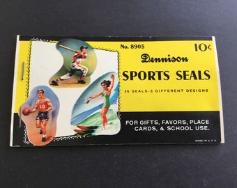 Vintage Dennison Gummed Sports Seals, No. 8905