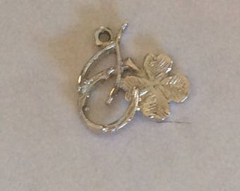 Sterling silver Good luck horseshoe clovercharm vintage # S 808