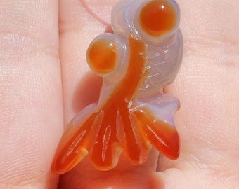 1 Pearl fish 28 X 19 X 13 mm R31 multicolor Orange Agate pendant