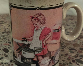 Vintage English Shredsope, Watkins 1939 Calendar coffee mug with little girl pictured. Marked Made in England.