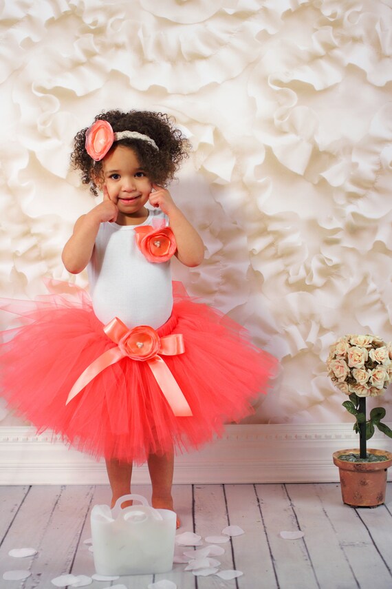 Coral Flower Girl Dress Birthday Tutu