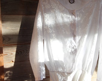 White Bodysuit / / fashion Blouse / / 90's