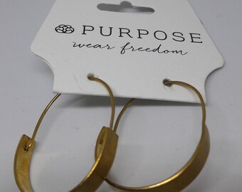 MAGNOLIA Hoops, Brass Hoops; Brass Hoop Earrings; Brass earrings; Handmade Jewelry; Ethical Jewelry; Feminist Jewelry; Unique earrings