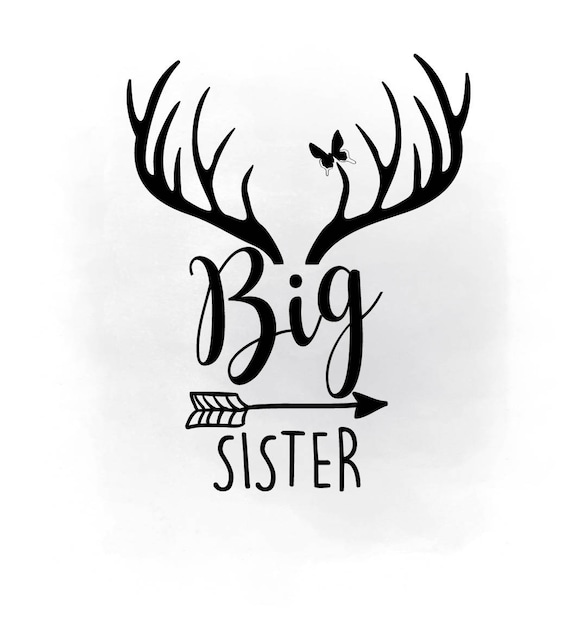 Download Big Sister svg clipart Big sister printable Boho Antlers