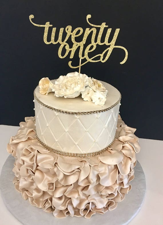 ANY NUMBER Gold Glitter twenty one Cake Topper 21st Birthday ANY NUMBER Gold Glitter twenty one Cake Topper 21st Birthday