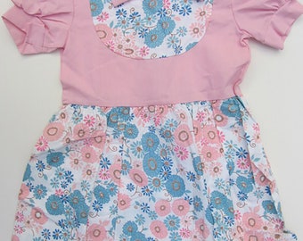 girls 70's pink or yellow floral dress deadstock summer frocks
