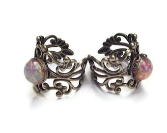 Vintage Style Fire Opal Filigree Ring
