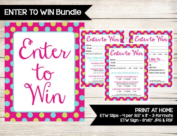 enter to win sign raffle ticket drawing slip door