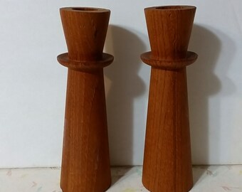 Vintage Mid Century Modern Teak Candle Holder Danish Style