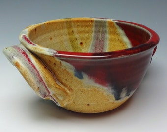 Bread Baker, Ayers Pottery, Loaf Pan, 1 lb Bread, Bread Bowl, Red Splash