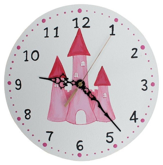 Princess Castle Clock Wooden Pink Princess Nursery Clock