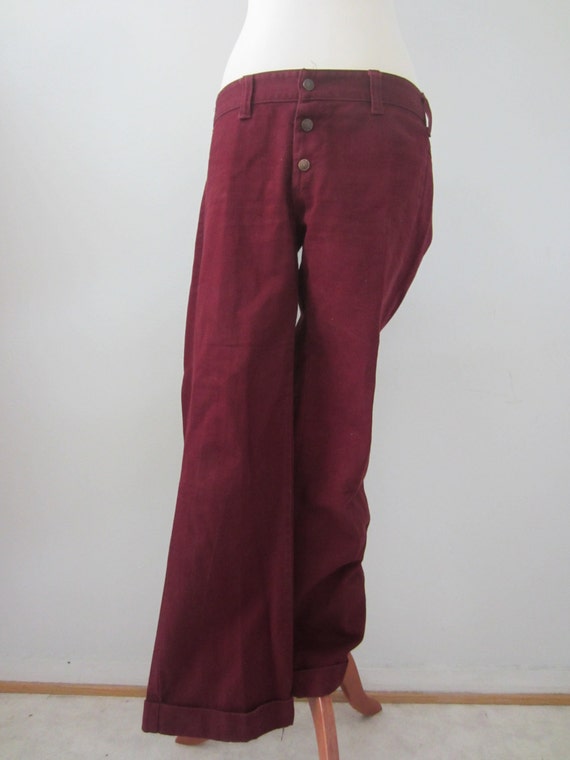 70s Maroon Low Waist Jeans by Sears JR Bazaar M // Vintage