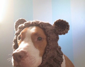 Dog Bear Cowl - Dog Winter Scarf - Dog Halloween Costume - Dog Hats for Dogs - Crochet Dog Clothes - Dog Ear Warmer - Dog Bear Hat