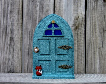Fairy Door, Sparkly, Green, Indoor Fairy Door, Pretend Play, Childs Gift, Fairy, Magical Portal, Painted Wood, Miniature Door, Fairy Play