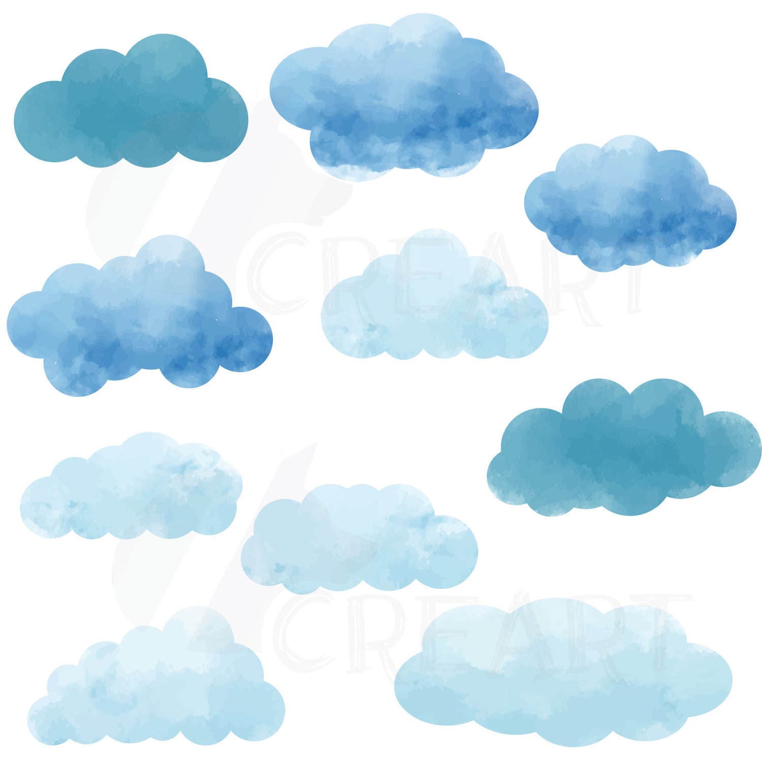  Watercolor  clouds  Silhouette pack Eps png jpg pdf svg