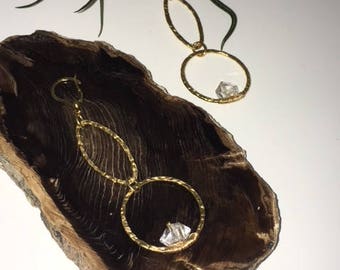 14k Gold earrings with Herkimer Diamonds
