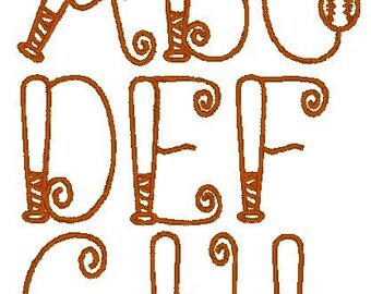 PES ONLY Baseball Bat Font Machine Embroidery Monogram Set 4x4 Hoop