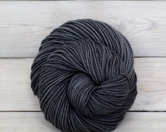 Calypso - Hand Dyed Superwash Merino Wool DK Light Worsted Yarn - Colorway: Charcoal