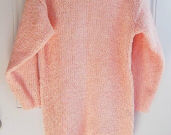 Soft Oversized Plush Peach Sweater, Size Small, Beldochpopper, 90's