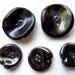 Set of 2 or 3 buttons irregularly shaped glazed earthenware ceramic black iridescent metal 2.5 cm diameter