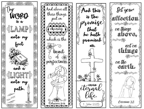 Bible Verse Bookmarks B/W Color Your Own Print and Cut