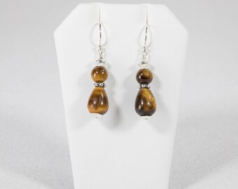 Tiger Eye and Sterling Silver Earrings