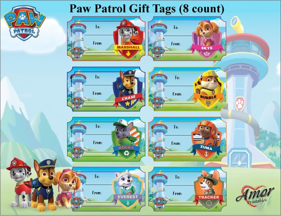 Paw Patrol Gift Tags Paw Patrol Party Printables Printable