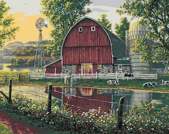 PLAID Paint by Number Kit BARNYARD MEMORIES 20 x 16 inches No Blending Mixing