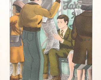 Between Stations by Richard Egielski, Lithograph, c. 1979