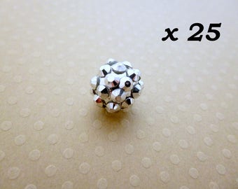 25 beads 12 mm silver - L25721 resin