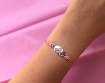 Breast Cancer Awareness Pink Leather Cord Bracelet