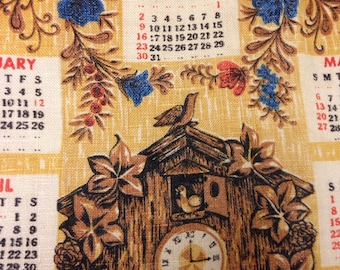 1966 Linen Calendar Towel- Time Waits For No Man