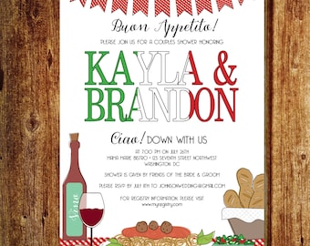 Italian Couples Shower Invitation; Italian Rehearsal Dinner Invitation; Italian Wedding Party Invitation; Custom Digital File