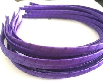 10pieces purple satin metal hair headband covered 5mm wide