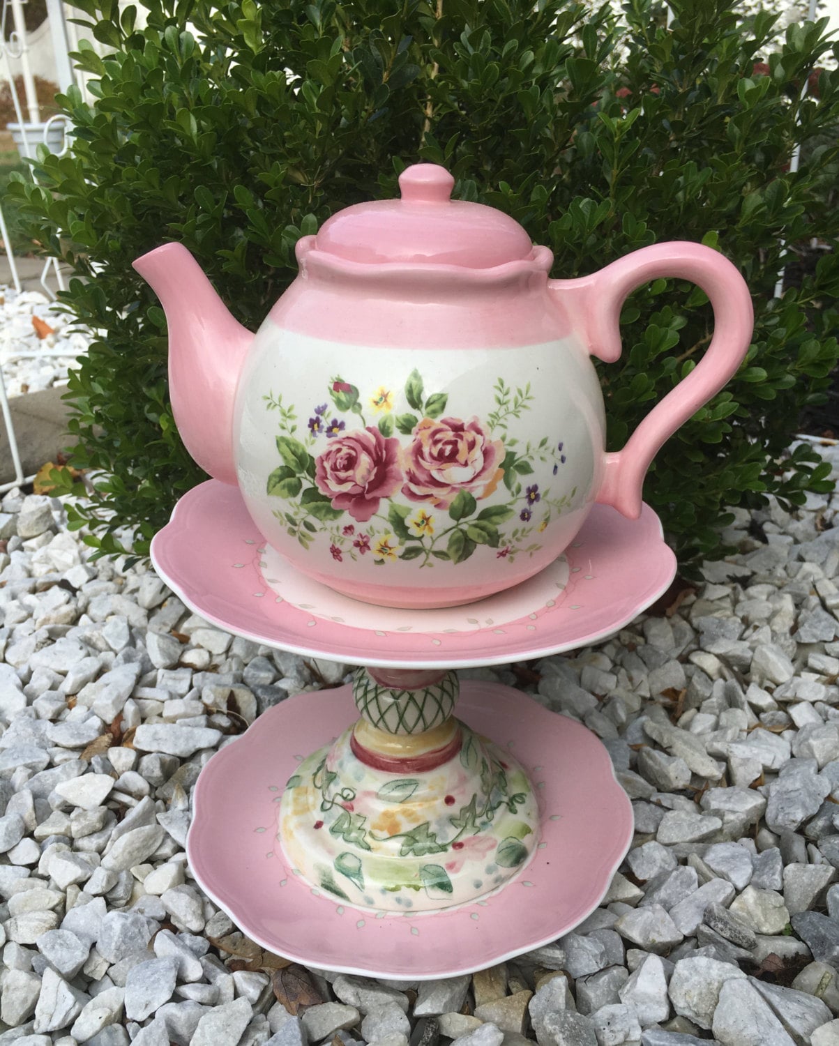 Teapot home décor teapot bird feeder upcycled garden art Teapot home décor teapot bird feeder upcycled garden art
