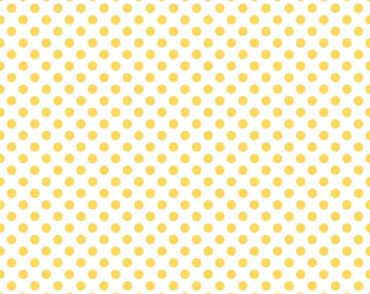 Yellow Small Dots on White Fabric by Riley Blake Designs - by the Yard - 1 Yard - C480-50