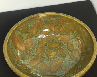 Handmade Pottery Bowl, Small Bowl, Serving Bowl, Green Bowl, Leaf Decoation, Decorative Bowl,0823