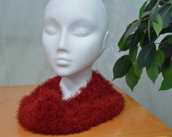 Red Crocheted Cowl - Ultra Soft
